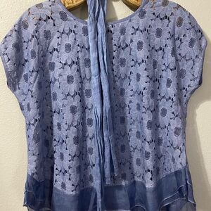 Chic Blue Lace Women's Blouse